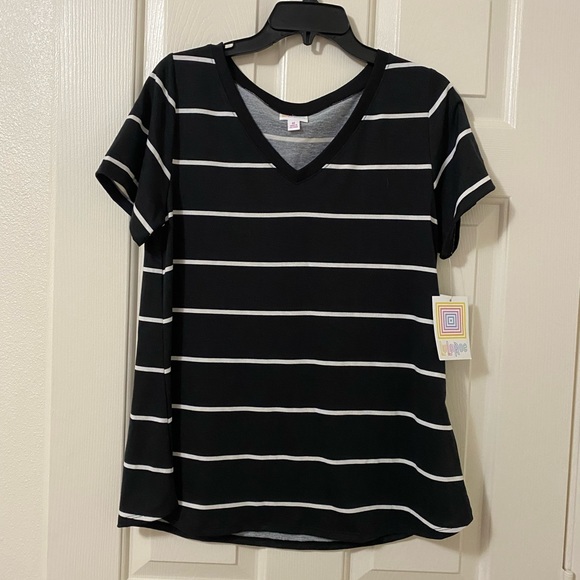 Lularoe Christy T - Black / White Stripe - Medium - Picture 1 of 6